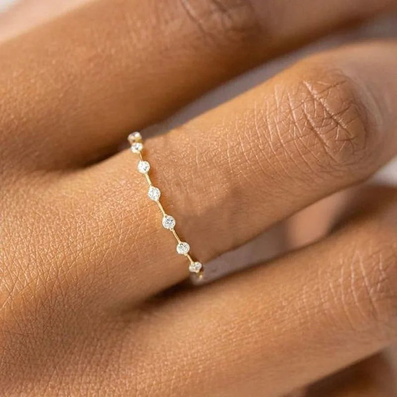 New INS Gold Color Noble Trend Dainty Rings For Women Entry Lux Zircon Midi Finger Rings For Girl Anniversary Jewelry KAR229