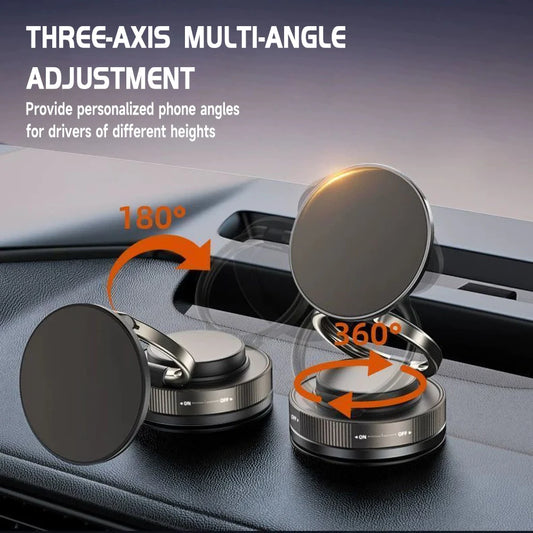 360° Rotating Vacuum Magnet Phone Bracket Adjustable Strong Adsorption Magnetic Car Mount Suction Cup Foldable Phone Holder