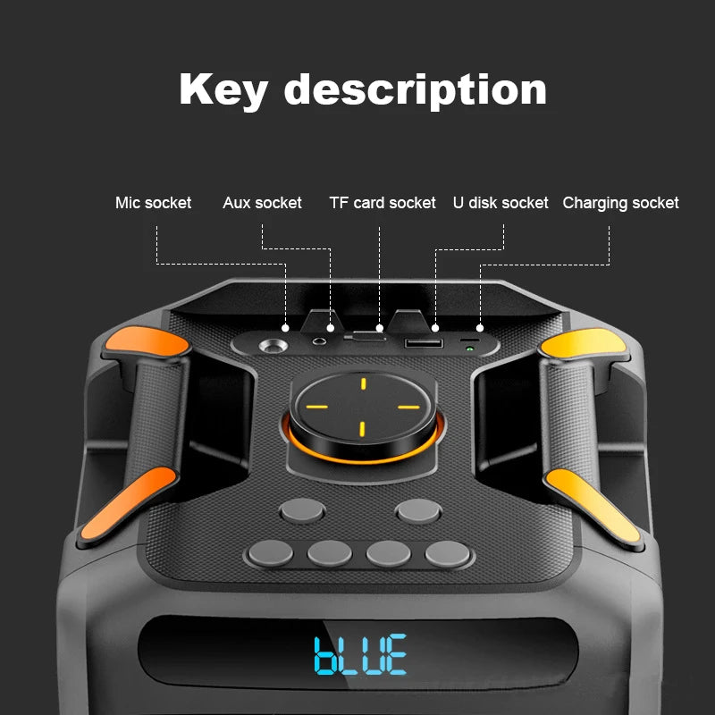 Portable Wireless for Speaker with RGB LED Lights and DC Powered for Outdoor Parties