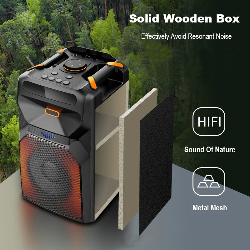 Portable Wireless for Speaker with RGB LED Lights and DC Powered for Outdoor Parties
