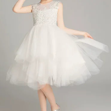 Girls' Costume Party Christmas Long Dresses for Formal Wedding Elegant Ball Gown Children Pink Dress Clothes