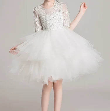 Girls' Costume Party Christmas Long Dresses for Formal Wedding Elegant Ball Gown Children Pink Dress Clothes