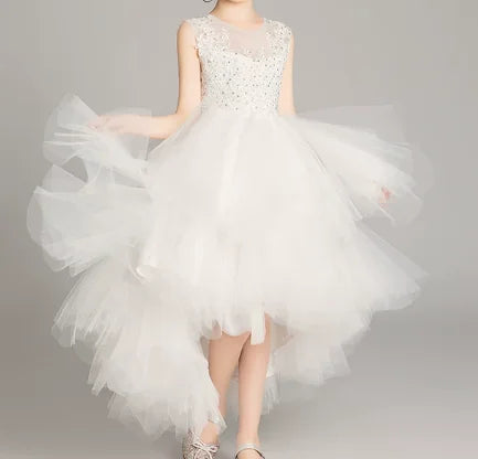 Girls' Costume Party Christmas Long Dresses for Formal Wedding Elegant Ball Gown Children Pink Dress Clothes