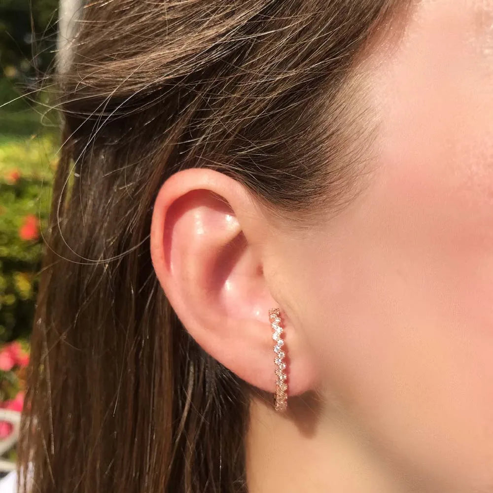 Rose Gold Plated Asymmetric Small Stud Earrings for Women Trendy Micro Pave CZ Different Fashion Micro Pave CZ Asymmetric Small