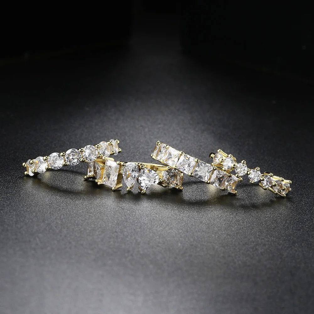 Simple Women's Ring Gold Color Geometry Cubic Zirconia Minimalist Stacking Rings Finger Accessories Female Jewelry Gifts