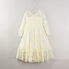 2024 Fashion A-Line Big Children Baby Night Ball Gown Bow Hollowed Out Lace Rose Long Sleeve Girls Dress for Kids 2-10