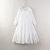 2024 Fashion A-Line Big Children Baby Night Ball Gown Bow Hollowed Out Lace Rose Long Sleeve Girls Dress for Kids 2-10