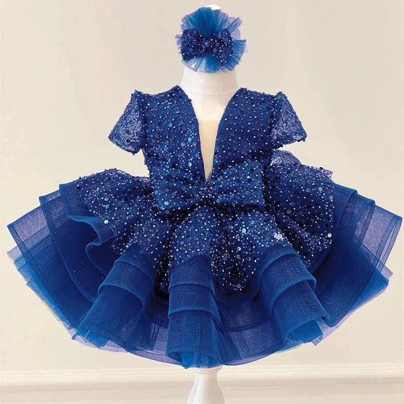 Princess Girls Sequined Ball Gown Party Tutu Dresses Baby Kids Flower Girl Wedding Birthday Party Vestidos Children Clothing