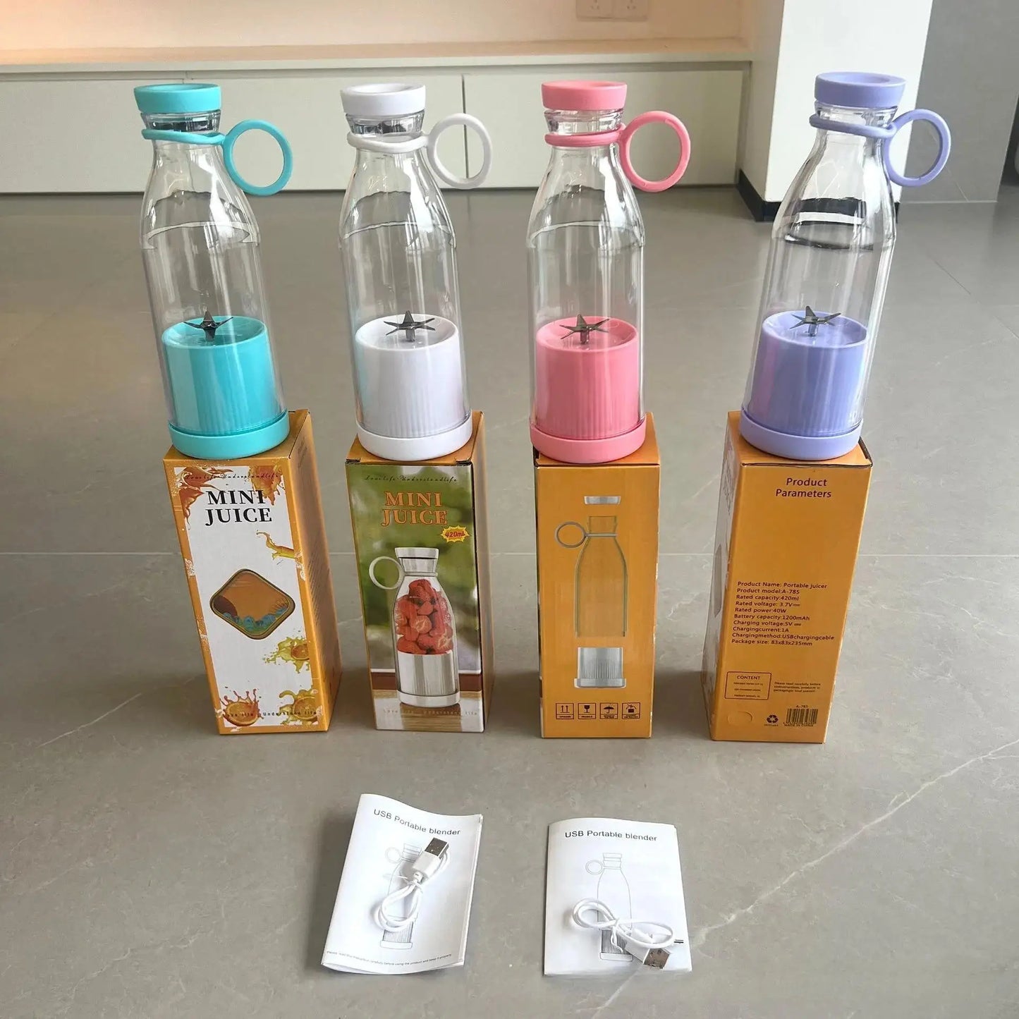 Mini Juice Blender Portable Rechargeable Blender Electric USB Fresh Fruit Juicer 6-Blade Smoothie Ice Maker