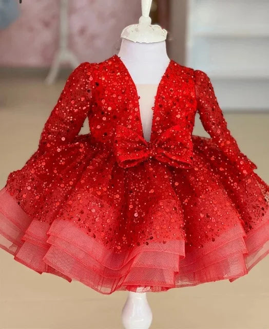Princess Girls Sequined Ball Gown Party Tutu Dresses Baby Kids Flower Girl Wedding Birthday Party Vestidos Children Clothing