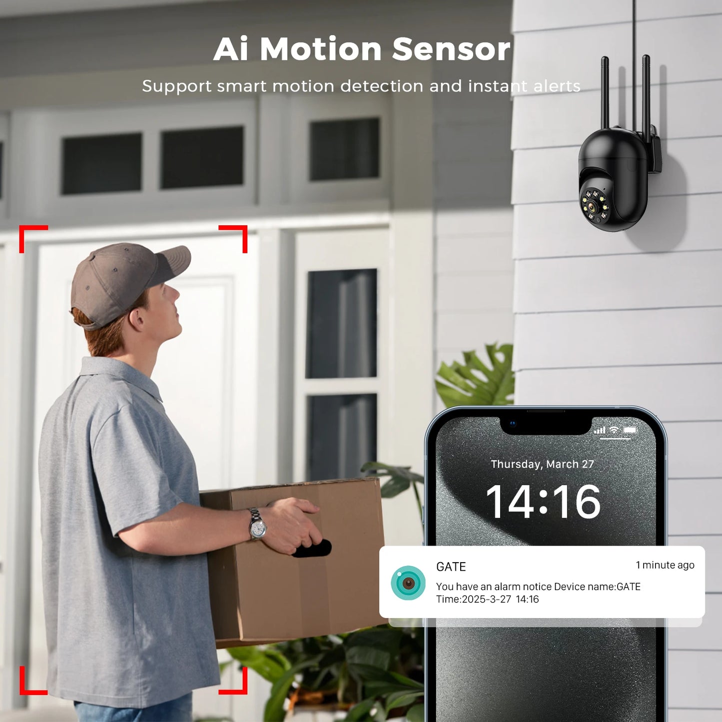 Mini PTZ Wifi Camera 4MP 2K ICsee Surveillance Camera 5X Digital Zoom HD Night Vision Human Detection Home Security Protection