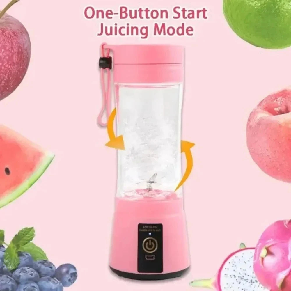 Portable USB Rechargeable Electric Juice Extractor Cup, 6-Leaf Blade Automatic Mini Juicer Blender, Lightweight Fruit Mixer for