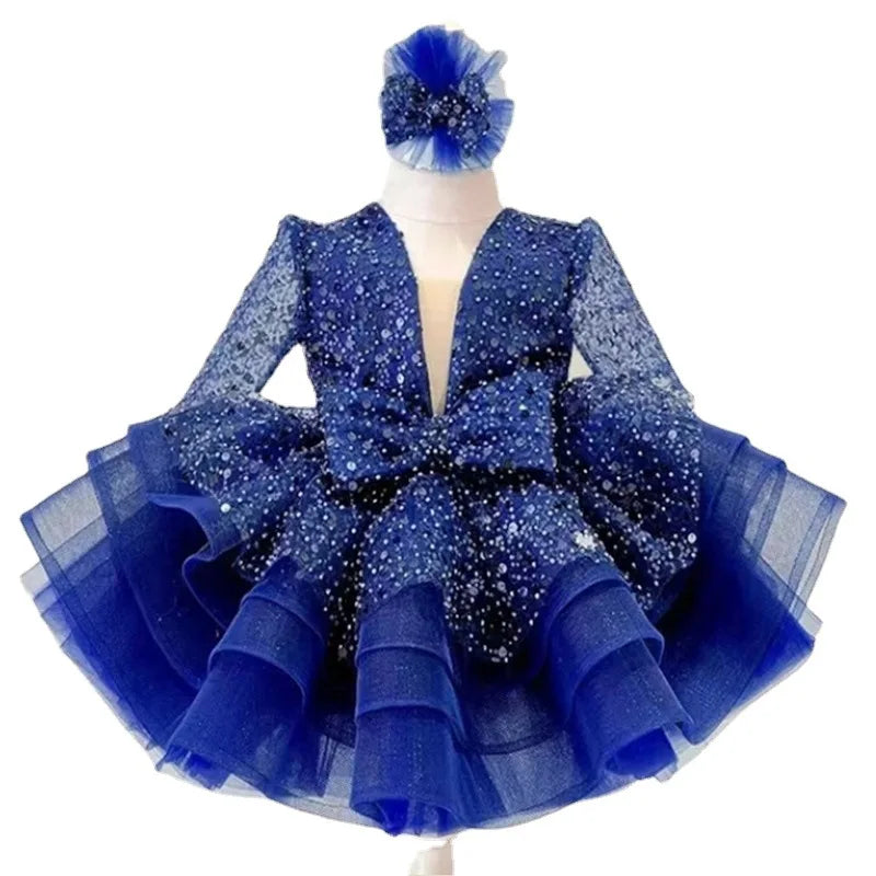 Princess Girls Sequined Ball Gown Party Tutu Dresses Baby Kids Flower Girl Wedding Birthday Party Vestidos Children Clothing