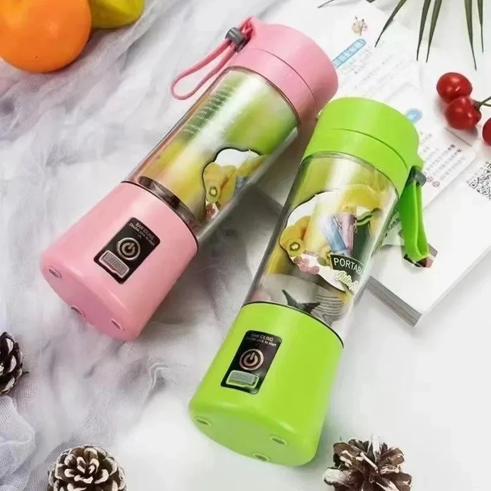 Portable USB Rechargeable Electric Juice Extractor Cup, 6-Leaf Blade Automatic Mini Juicer Blender, Lightweight Fruit Mixer for