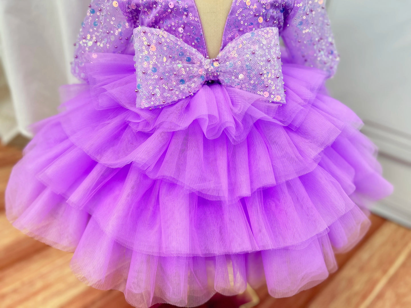 Light luxury girl dragging high -end wine party evening dress flower girl wedding lace puff cake skirt special occasion girl dre