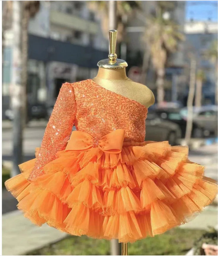 Sequined Ball Gown Princess Girls Party Tutu Dresses Baby Kids Flower Girl Wedding Christmas Party Vestidos Children Clothing