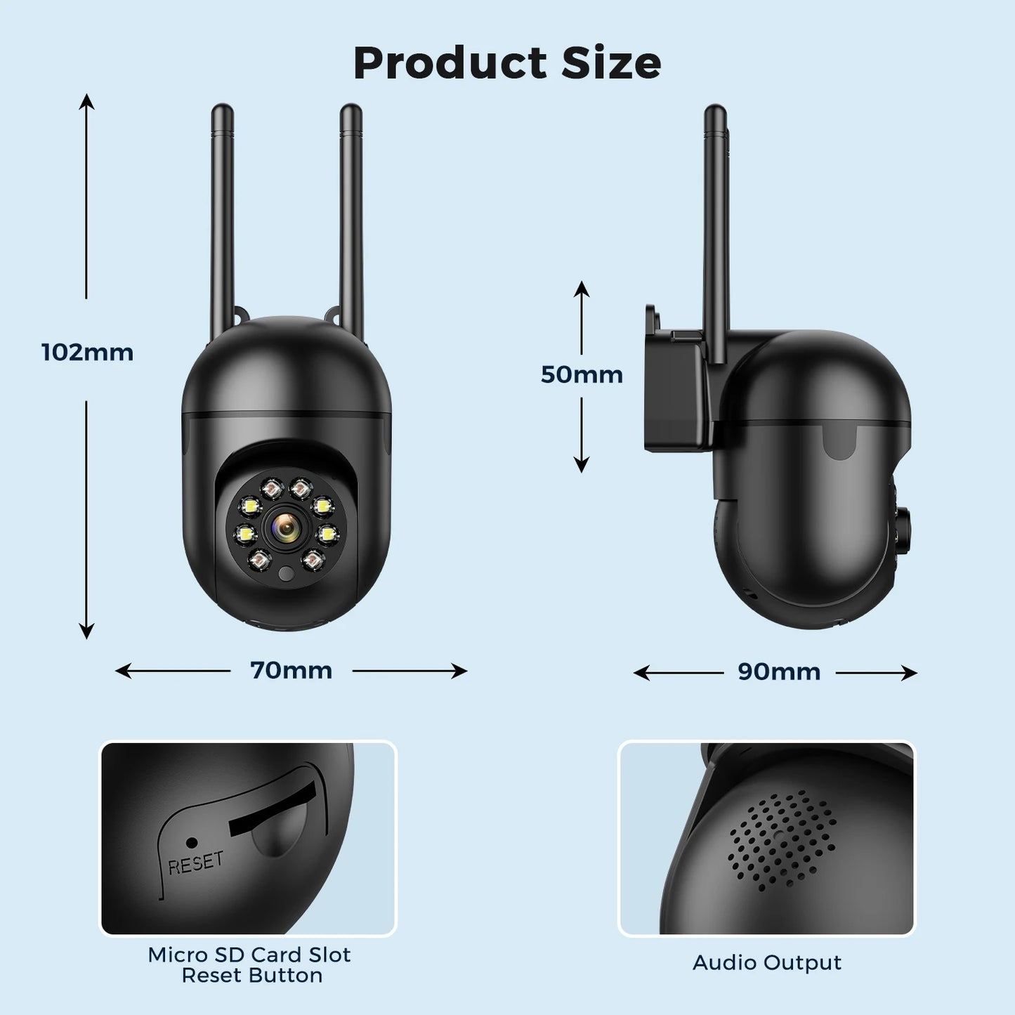Mini PTZ Wifi Camera 4MP 2K ICsee Surveillance Camera 5X Digital Zoom HD Night Vision Human Detection Home Security Protection