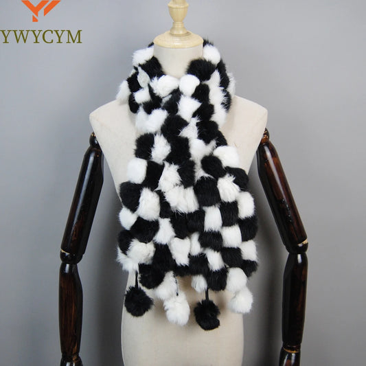 2026 Winter Women Genuine Fur Scarf Real Rex Rabbit fur Balls Scarves Russian Cute Female Fashion Warm Fur Scarf Colourful