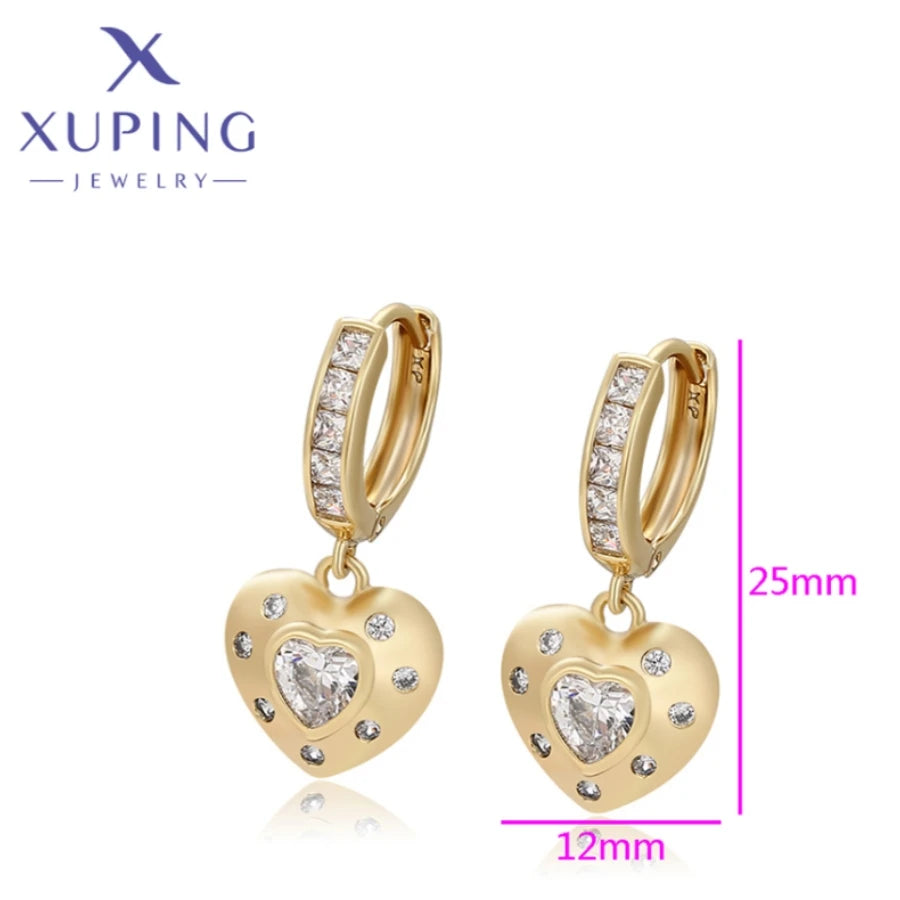 Xuping Jewelry Hot Elegant Unique Heart Shape Light Gold Color Hoops Earrings for Women Schoolgirl Christmas Gifts X000788244