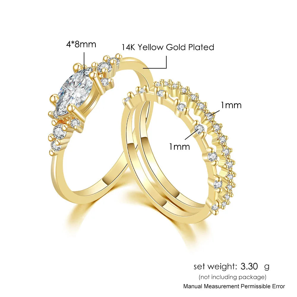 INS Style Gold Color Noble Trend Rings For Women Entry Lux Zircon Midi Finger Dainty Rings For Girl Anniversary Jewelry KAR229