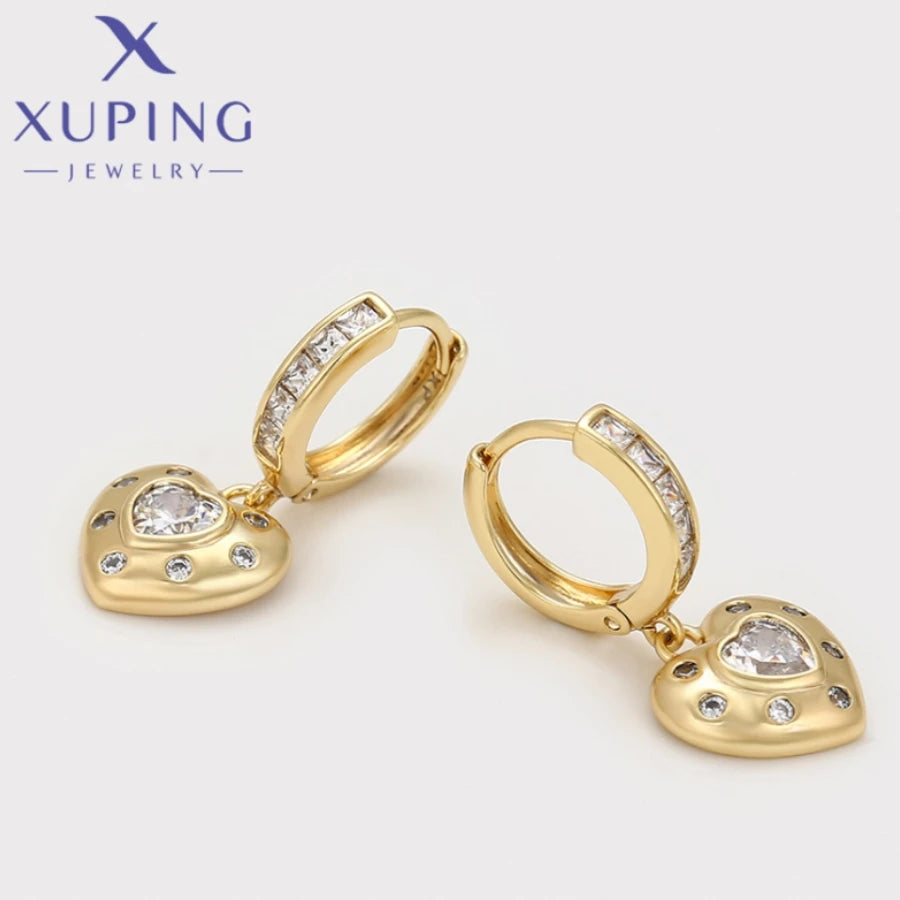 Xuping Jewelry Hot Elegant Unique Heart Shape Light Gold Color Hoops Earrings for Women Schoolgirl Christmas Gifts X000788244