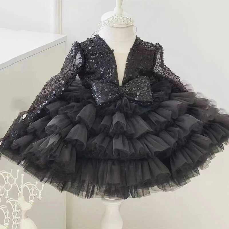 Princess Girls Sequined Ball Gown Party Tutu Dresses Baby Kids Flower Girl Wedding Birthday Party Vestidos Children Clothing