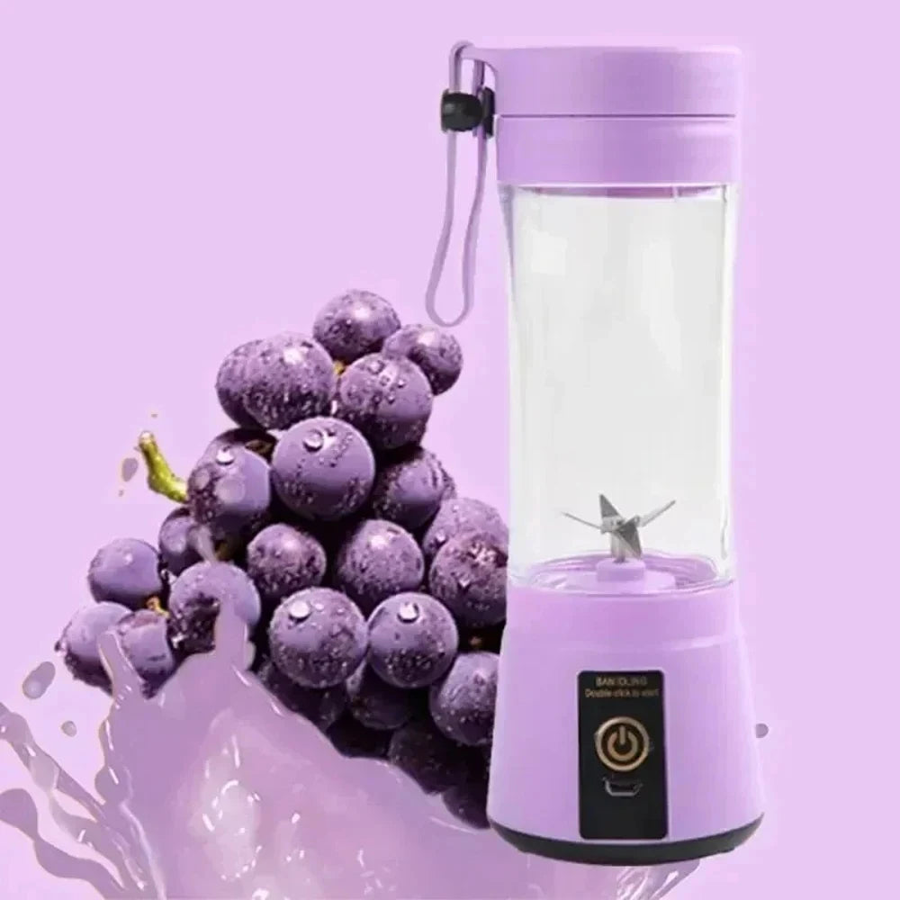 Portable USB Rechargeable Electric Juice Extractor Cup, 6-Leaf Blade Automatic Mini Juicer Blender, Lightweight Fruit Mixer for