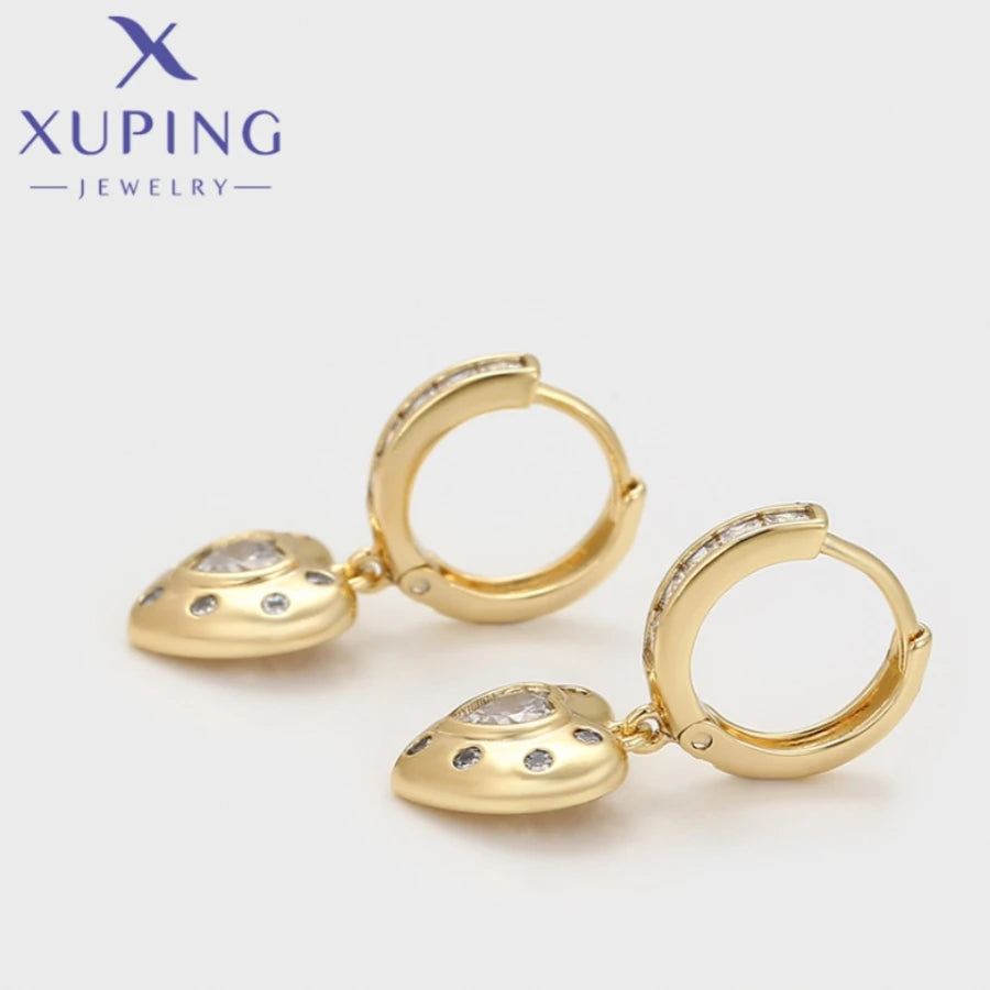Xuping Jewelry Hot Elegant Unique Heart Shape Light Gold Color Hoops Earrings for Women Schoolgirl Christmas Gifts X000788244