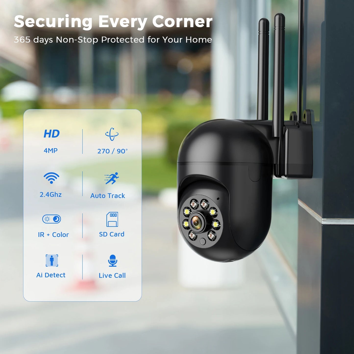 Mini PTZ Wifi Camera 4MP 2K ICsee Surveillance Camera 5X Digital Zoom HD Night Vision Human Detection Home Security Protection