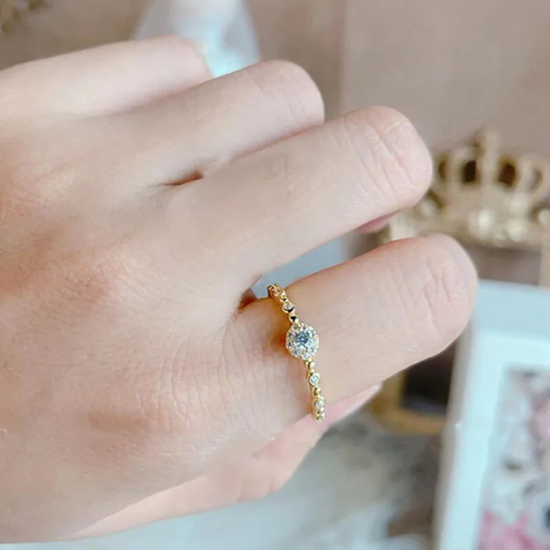 INS Style Gold Color Noble Trend Rings For Women Entry Lux Zircon Midi Finger Dainty Rings For Girl Anniversary Jewelry KAR229