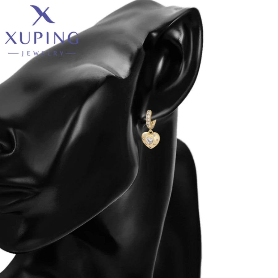 Xuping Jewelry Hot Elegant Unique Heart Shape Light Gold Color Hoops Earrings for Women Schoolgirl Christmas Gifts X000788244